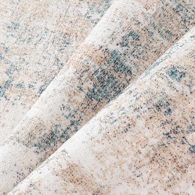 8x10 Washable Area Rug Beige Blue Neutral Abstract Living Room Bedroom Large - Image 9