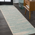 JONATHAN Y Khalil Modern Berber Stripe Cream/Turquoise Runner Rug, Contemporary by JONATHANY