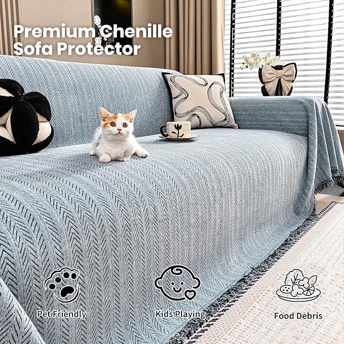 Nobildonna Sofa Chair Cover Waterproof Soft Thicken Chenille Cushion Couch Cover - Image 2