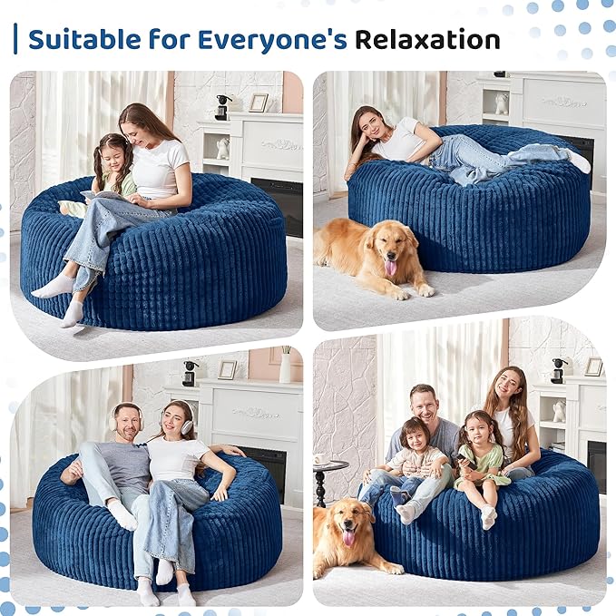HABUTWAY 3FT Bean Bag Chair, Memory Foam Beanbag Chair - Image 4
