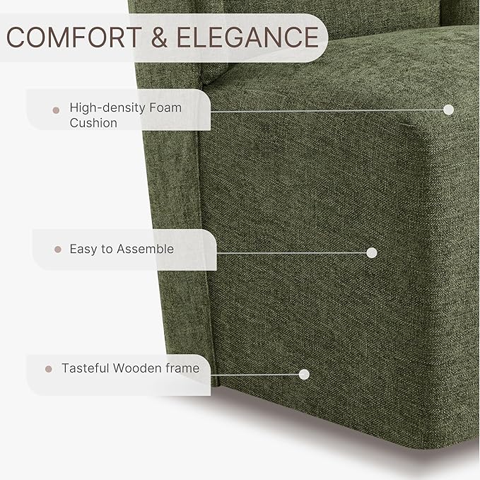 Dining Chairs with Casters Require Assembly Upholstered Wingback Single Sofa - Image 6