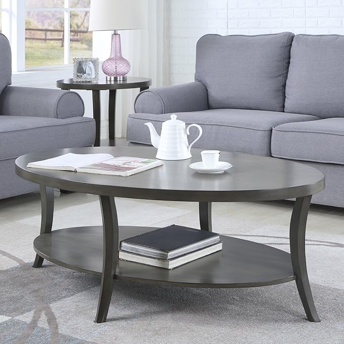Roundhill Furniture Perth Contemporary Oval Shelf Coffee Table by RoundhillFurniture