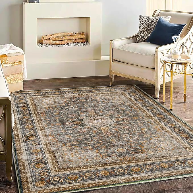 Area Rug 5'x7' Washable Rug Traditional Floor Cover Thin Retro Kitchen Indoor by CHAMPLANT