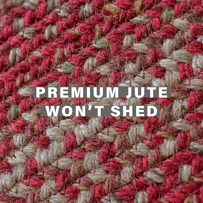 Homespice Apple Pie Jute Red 4x6' Braided Area Rug - Image 5
