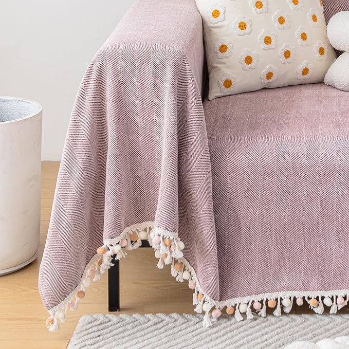 HANDONTIME Solid Boho Sofa Cover - Image 2