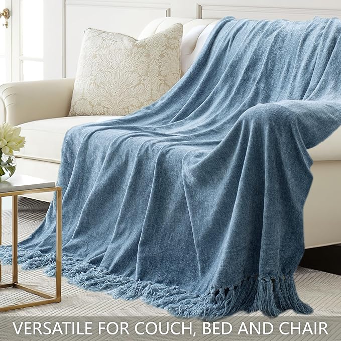 Chenille Throw Blanket for Couch 60"X 80" Twin, Soft Cozy Throws - Image 4