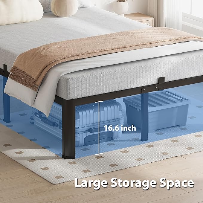 18 Inch King Size Bed Frame, 3500Lbs Heavy Duty Metal Platform - Image 6