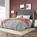 Allewie Full Size Velvet Bed Frame/Vertical Channel Tufted Wingback by Allewie