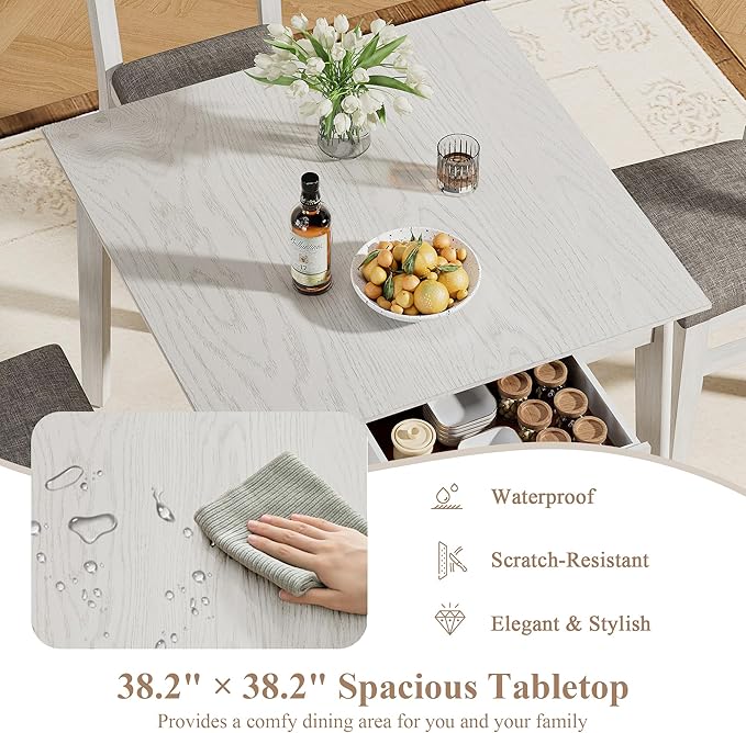 5-Piece Square Dining Table Set - Image 3