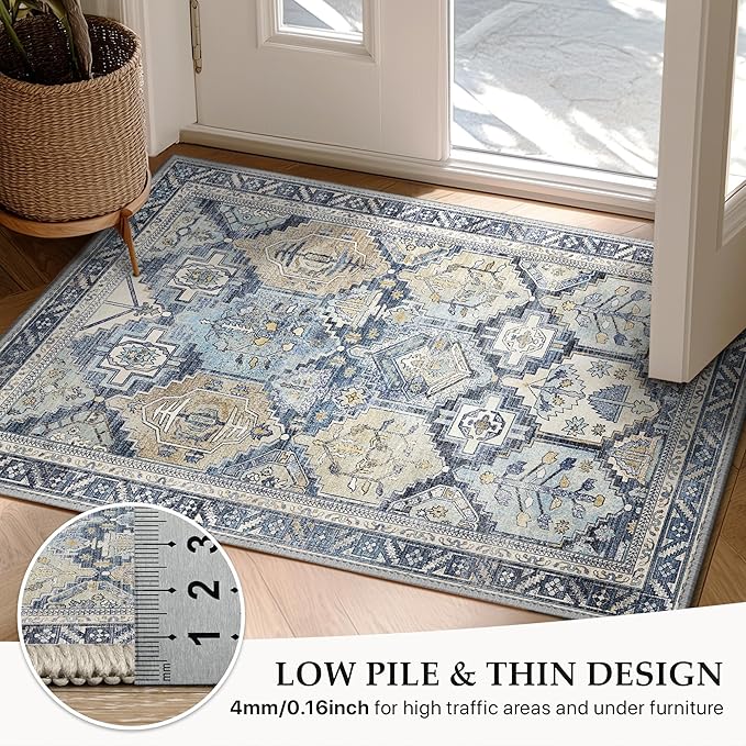 GENIMO 6x9 Area Rugs for Living Room, Machine Washable Non Slip Vintage Rugs - Image 7