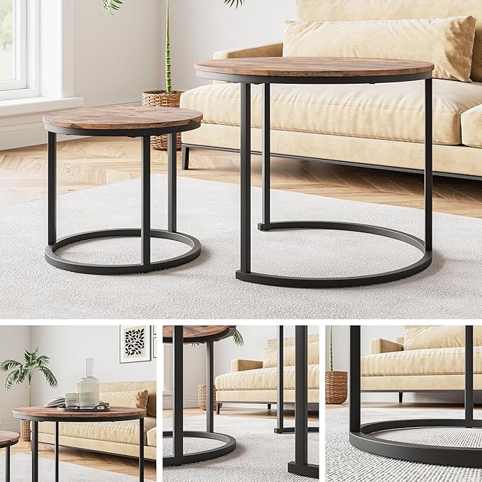Small Coffee Table Living Room, Metal Frame - Image 5