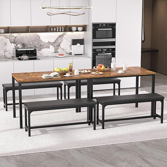 VECELO 3-Piece 63" Extendable Kitchen Table - Image 5