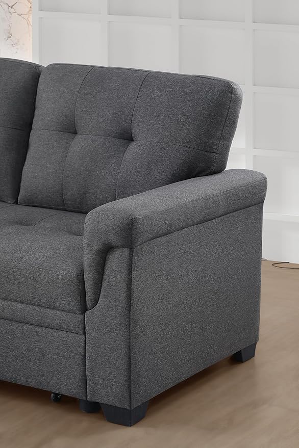 Ball & Cast L-Shape Reversible Sectional Sleeper Sofa Bed 4 in 1 Pull Out Couch - Image 11