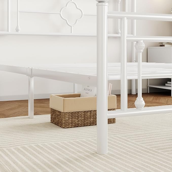 SHA CERLIN 14 Inches Twin Size Metal Platform Bed Frame/Vintage Iron-Art - Image 5