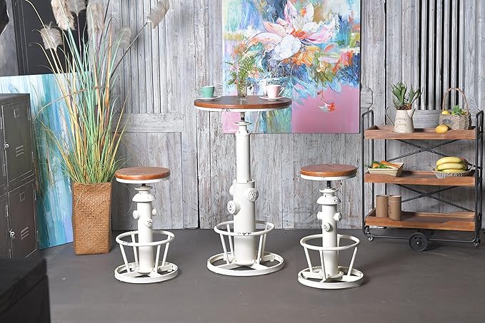 Topower Aged Antique Industrial Round Bottom Adjustable Height Cafe Coffee - Image 7