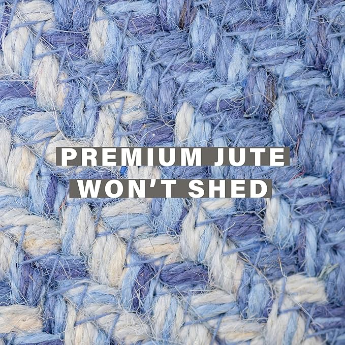 Homespice Denim Jute Blue 6x9' Oval Braided Rugs - Image 5