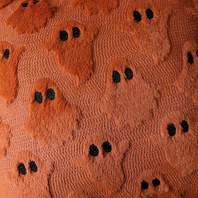 4TH Emotion Halloween Ghost Decorative Pillow Covers 20x20 Set of 2, Rust Red - Image 2