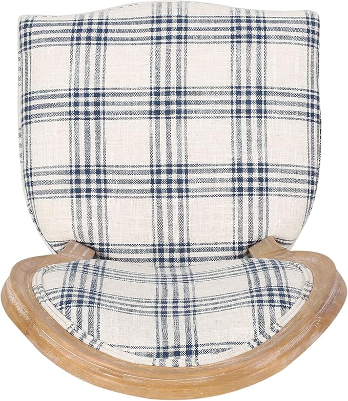 Christopher Knight Home Phinnaeus Dining Chair Set, Dark Blue Plaid + Natural - Image 9