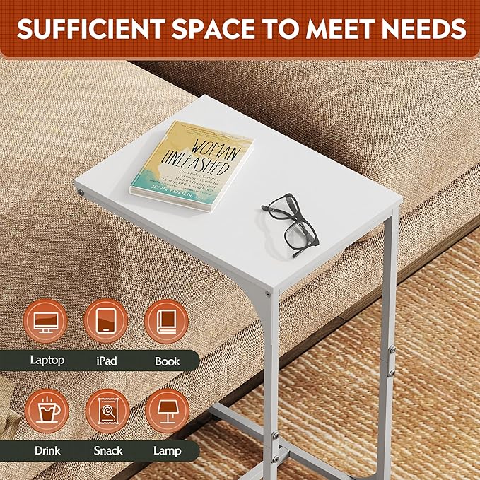 WLIVE C Shaped End Table, Small Couch Side Tables - Image 4
