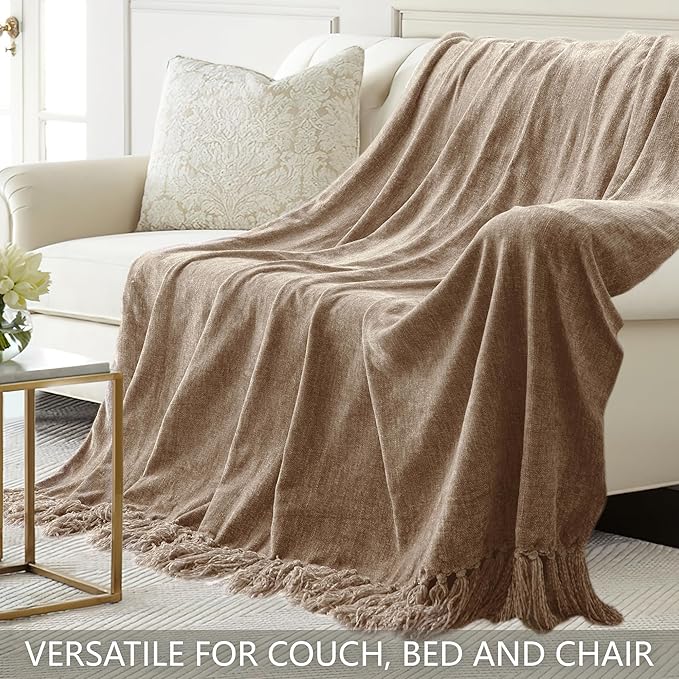 Chenille Throw Blanket for Couch 50"X 60", Soft Cozy Throws - Image 4