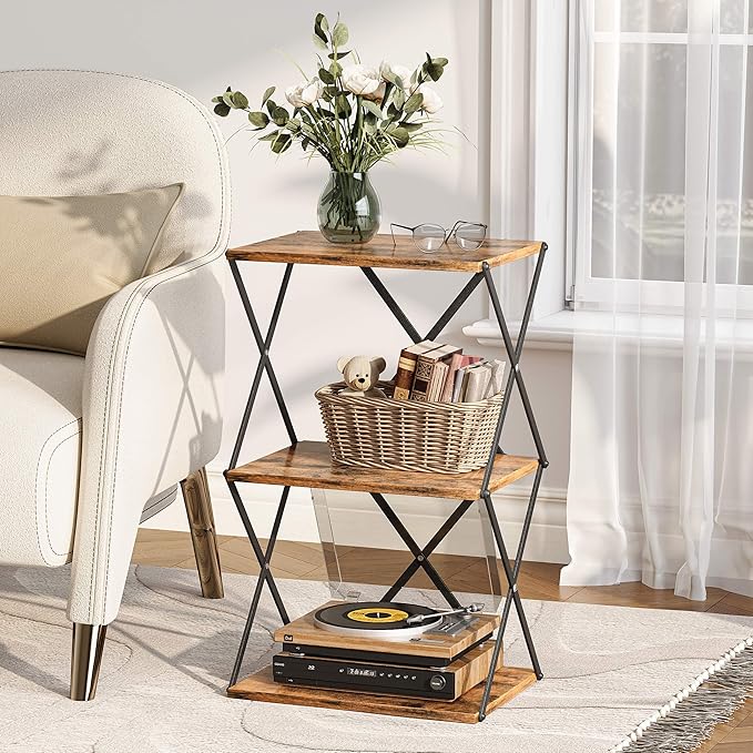 3-Tier End Table Small Side Table Tall Bedside Night Stand - Image 5