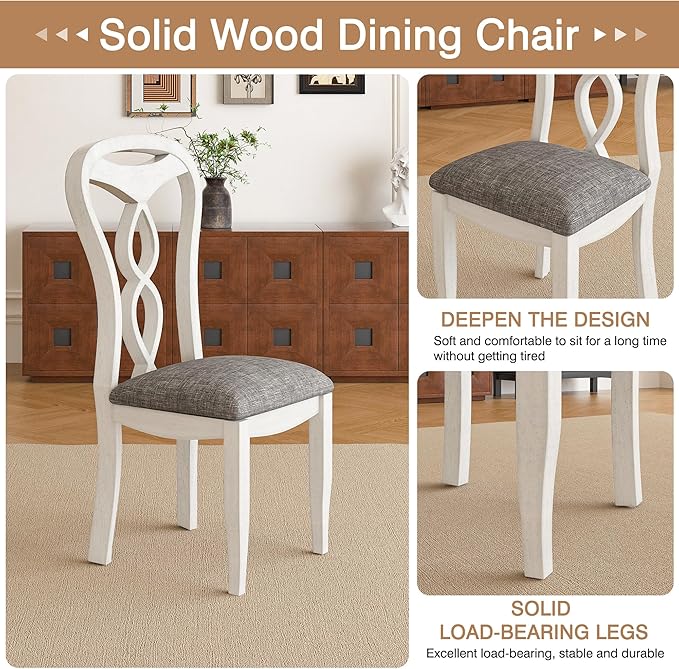 Solid Wood Dining Chair Set of 6, Kitchen Dining Room Chair - Image 2