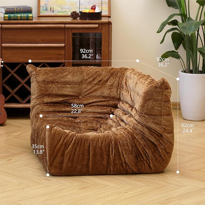 N&V Fireside Chair, Mid Century Armless Floor Sofa, Soft Premium Chenille Floor - Image 2