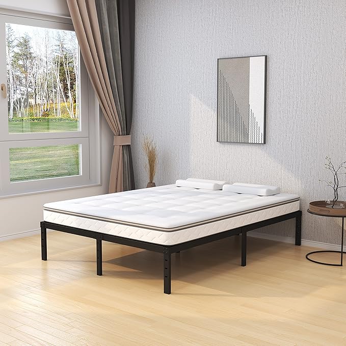 Queen Bed Frame No Box Spring Needed, 14 Inch Heavy Duty Metal Platform Bed - Image 2