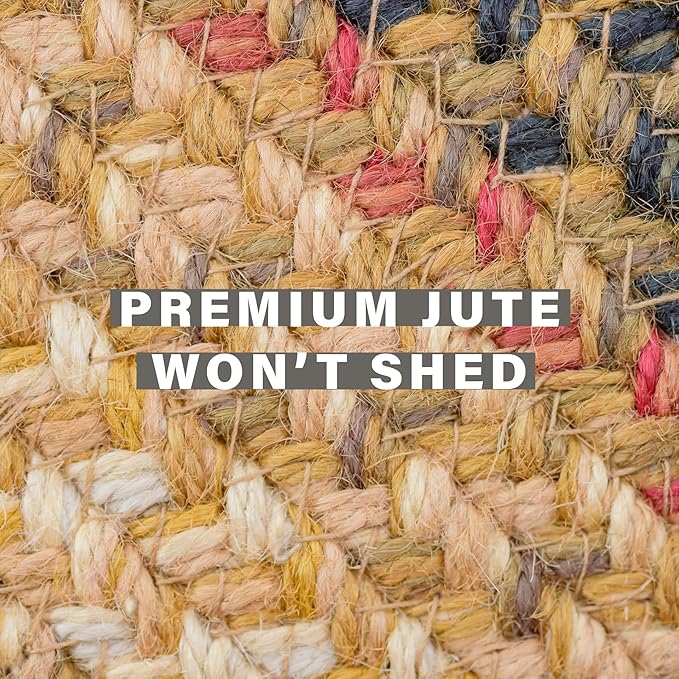 Russet Multi Color Jute Braided Area Rug, 4x6' Rectangle - Image 5