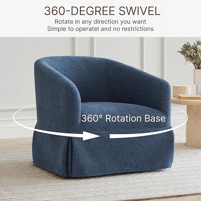 Swivel Accent Chair, 360 Degree Performance Fabric Armchair Modern Barrel - Image 4