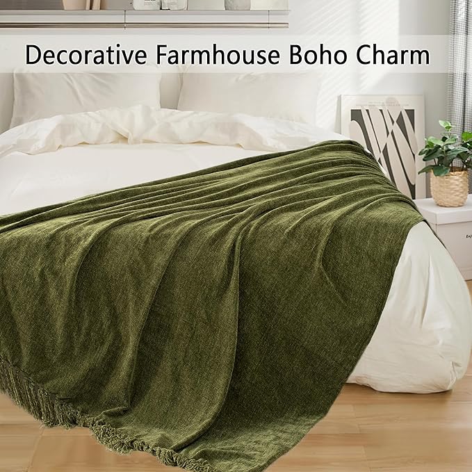 Chenille Throw Blanket for Couch 60"X 80" Twin, Soft Cozy Throws - Image 5
