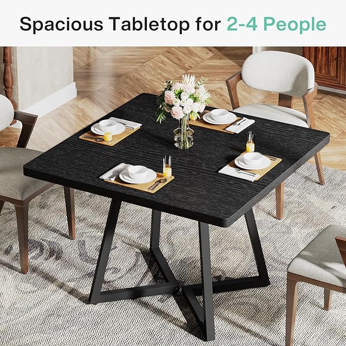 Tribesigns Square Dining Table for 6, 31.5" Industrial Dinner Table - Image 7