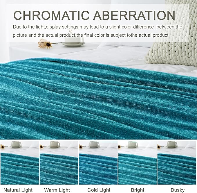 Chenille Throw Blanket for Couch 50"X 60", Soft Cozy Throws - Image 2