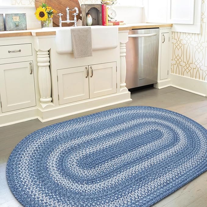 Denim Blue Oval Braided Rug, 2x3' - Image 10