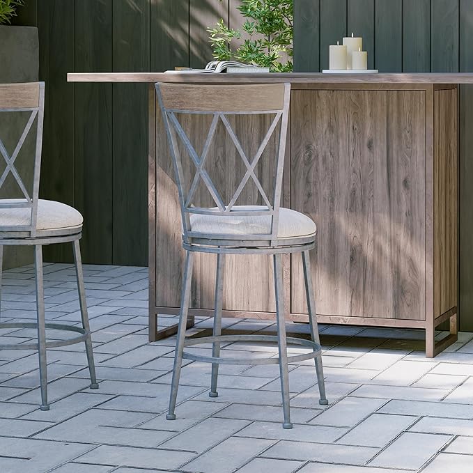 Hillsdale Stewart Indoor/Outdoor Swivel Counter Height Stool, Aged Pewter - Image 18