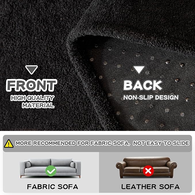 MYSKY HOME Black Couch Covers for Sectional Sofa, Couch Covers for Dogs - Image 4