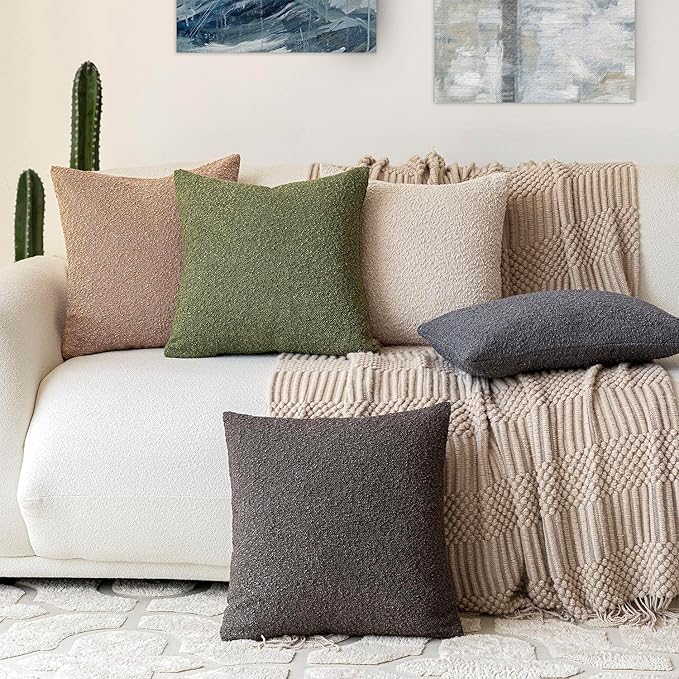 Foindtower Set of 2, Decorative Textured Boucle Throw Pillow Covers Accent - Image 7