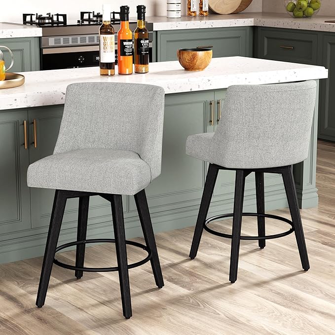 Counter Height Bar Stools Set of 2, Modern Swivel Barstools by ErdoruLiving