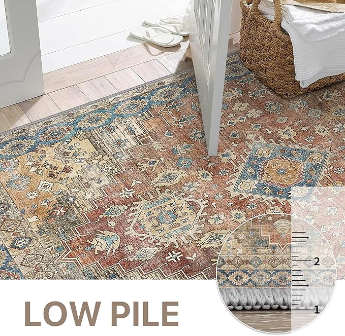 GENIMO 6x9 Area Rugs for Living Room, Machine Washable Non Slip Vintage Rugs - Image 9