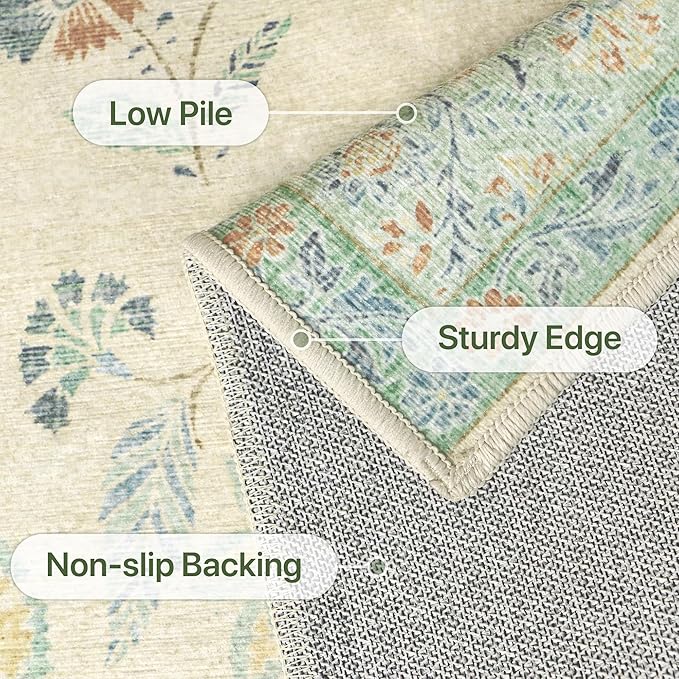 GENIMO 8x10 Area Rugs for Living Room, Machine Washable Non Slip Vintage Rugs - Image 7