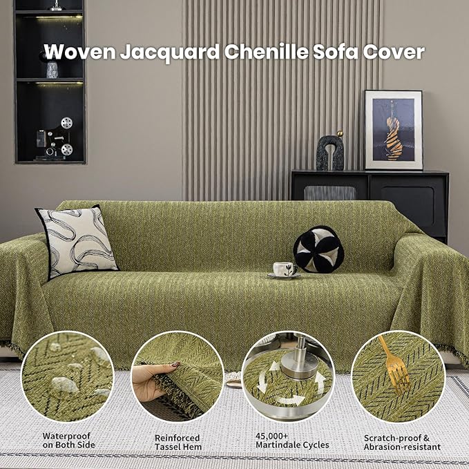 Nobildonna Sofa Chair Cover Waterproof Soft Thicken Chenille Cushion Couch Cover - Image 4