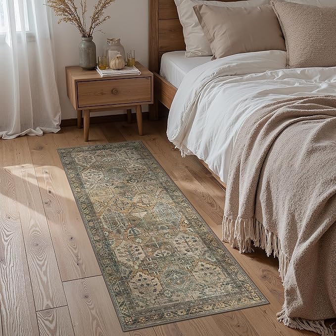 GENIMO 2x6 Runner Rugs for Hallway, Machine Washable Non Slip Vintage Rugs by GENIMO