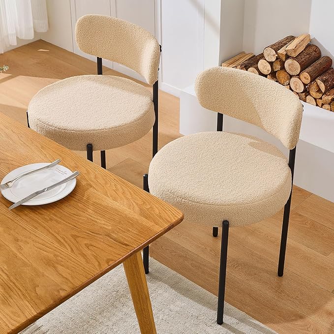 Dining Chairs Set of 4, Curved Backrest Upholstered Dining Room Chairs - Image 8