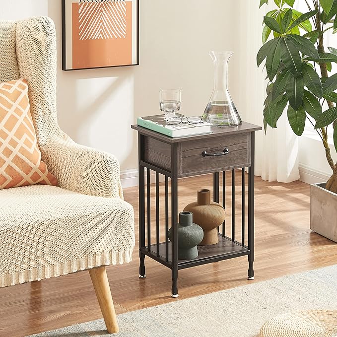 VECELO Nightstands Set of 2, Industrial Side Table/End Tables - Image 6