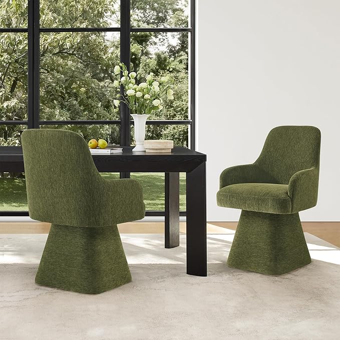Swivel Dining Chairs Set of 2, Mid Century Modern Chairs Fabric Upholstered by Kislot