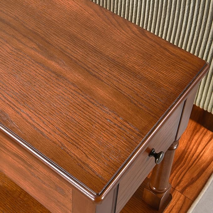 LEEMTORIG Solid Wood End Table Narrow Side Table - Image 8