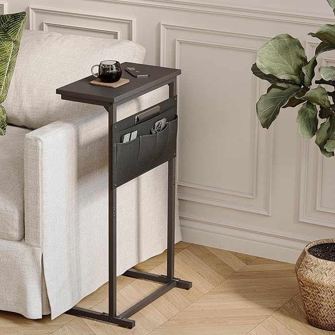 C Shaped End Table, Side Table for Sofa, Small TV Tray, Couch Table - Image 5