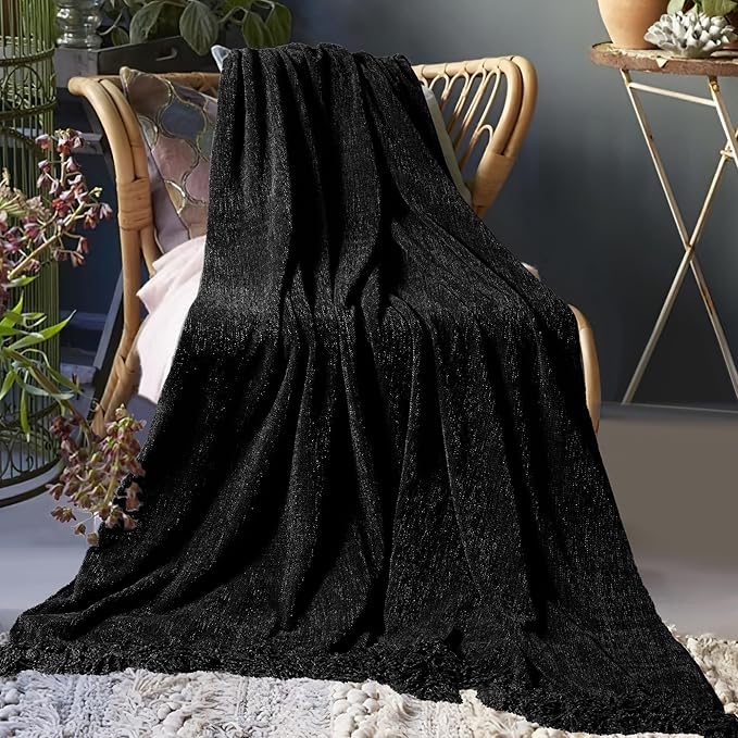 Chenille Throw Blanket for Couch 60"X 80" Twin, Soft Cozy Throws - Image 8