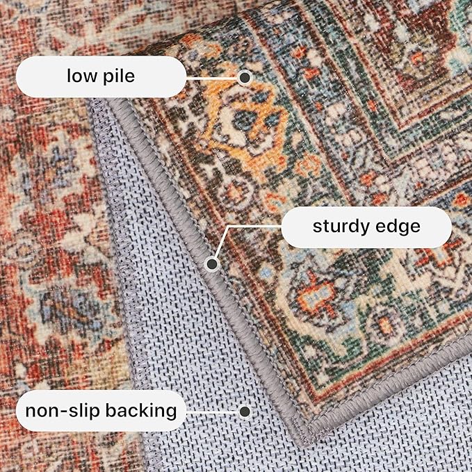 GENIMO 3x5 Area Rugs for Living Room, Machine Washable Non Slip Vintage Rugs - Image 6