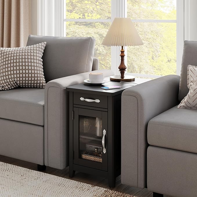 LINSY HOME End Table with Charging Station, Side Table - Image 7